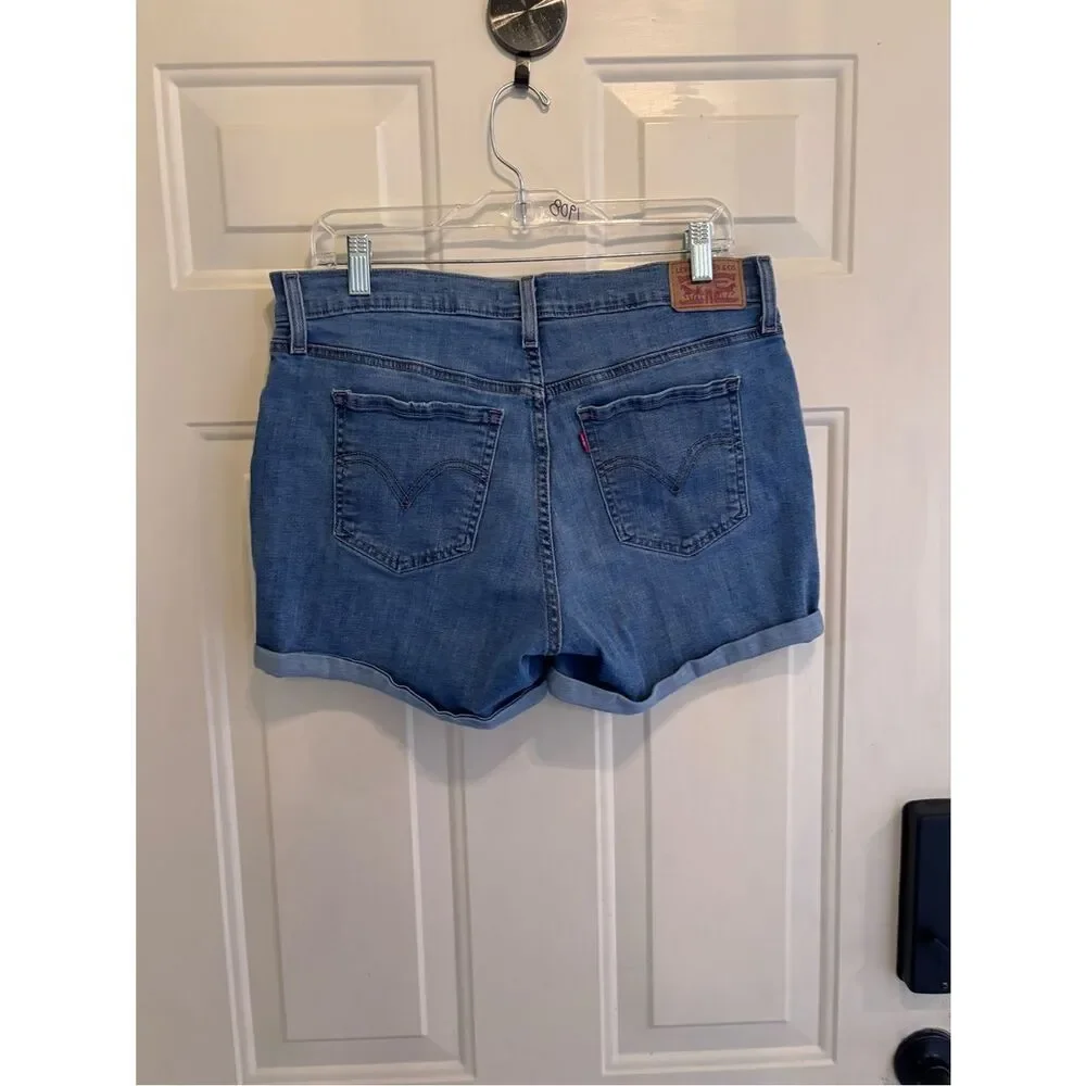 Levi's Blue Rolled Cuff Denim Shorts